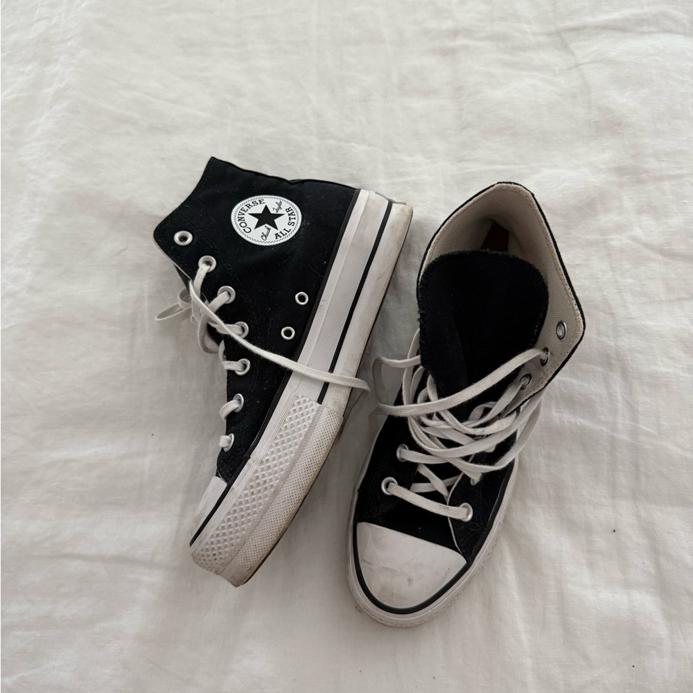 Converse Black Platform Converse, size 8